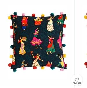 Chumbak Dancing Queens Pompom Decorative Cushion Cover